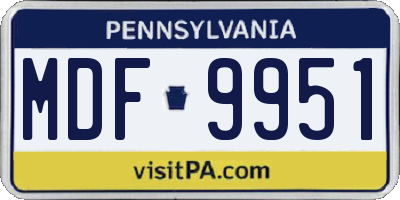 PA license plate MDF9951