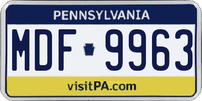 PA license plate MDF9963