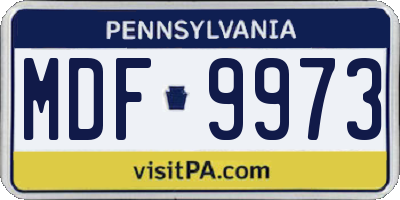 PA license plate MDF9973