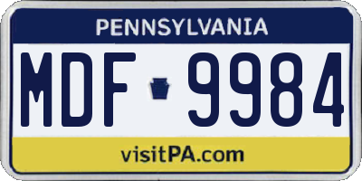 PA license plate MDF9984