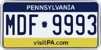PA license plate MDF9993
