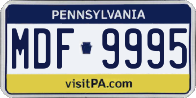 PA license plate MDF9995