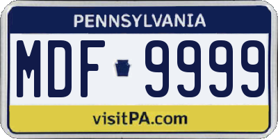 PA license plate MDF9999