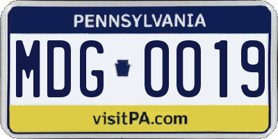 PA license plate MDG0019