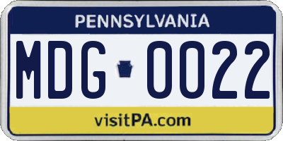 PA license plate MDG0022