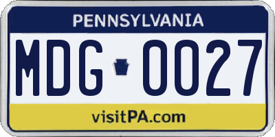 PA license plate MDG0027