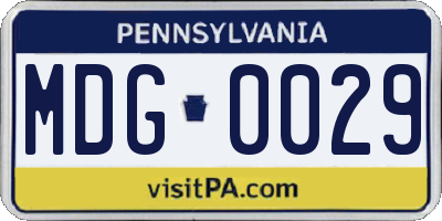 PA license plate MDG0029