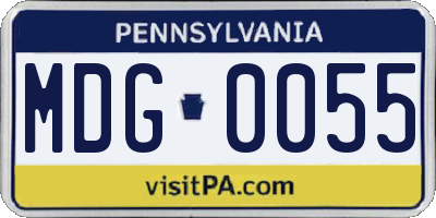 PA license plate MDG0055
