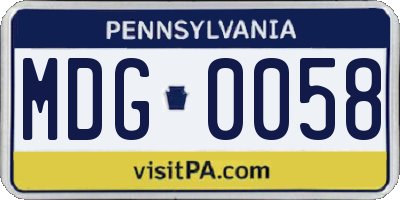 PA license plate MDG0058