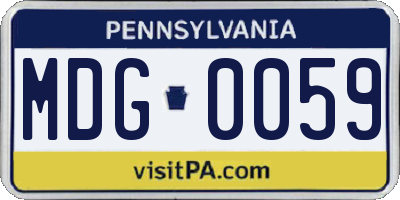 PA license plate MDG0059