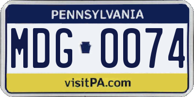 PA license plate MDG0074