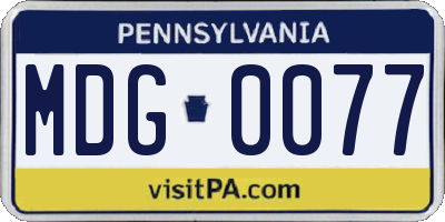 PA license plate MDG0077