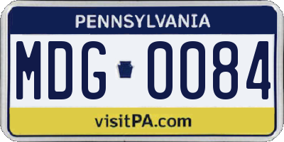 PA license plate MDG0084