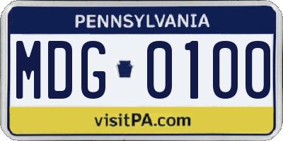 PA license plate MDG0100