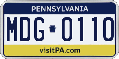PA license plate MDG0110