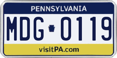 PA license plate MDG0119
