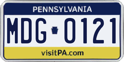 PA license plate MDG0121