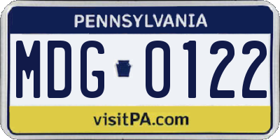 PA license plate MDG0122