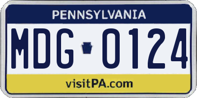 PA license plate MDG0124
