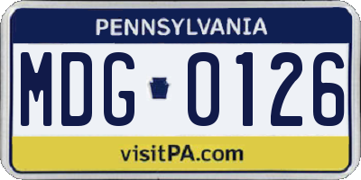 PA license plate MDG0126