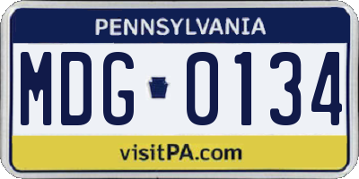 PA license plate MDG0134