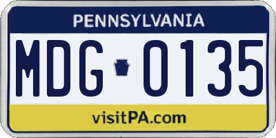 PA license plate MDG0135