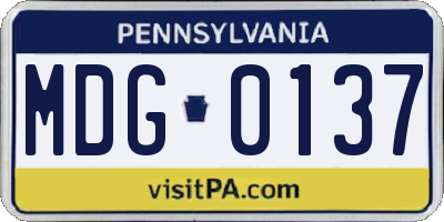 PA license plate MDG0137