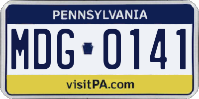 PA license plate MDG0141