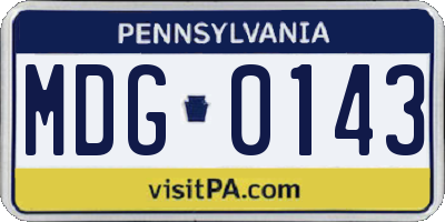 PA license plate MDG0143