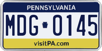 PA license plate MDG0145