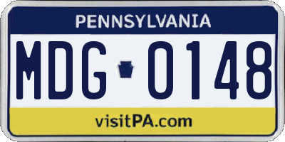 PA license plate MDG0148