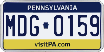 PA license plate MDG0159