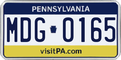 PA license plate MDG0165