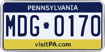 PA license plate MDG0170