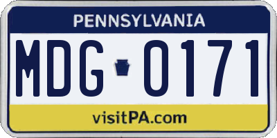 PA license plate MDG0171