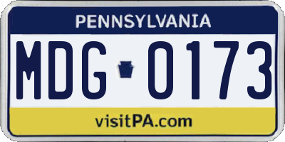 PA license plate MDG0173