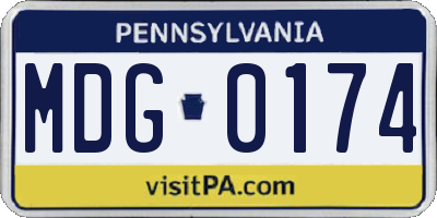 PA license plate MDG0174