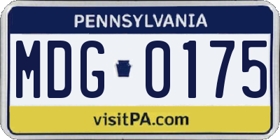 PA license plate MDG0175
