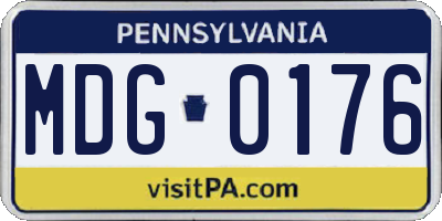 PA license plate MDG0176
