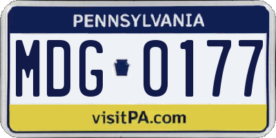PA license plate MDG0177