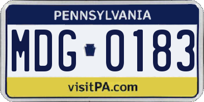 PA license plate MDG0183