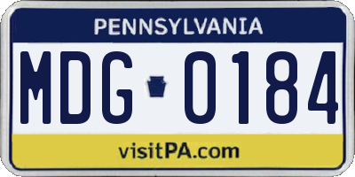PA license plate MDG0184
