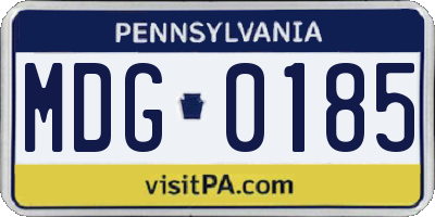 PA license plate MDG0185