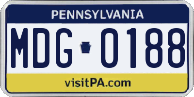 PA license plate MDG0188