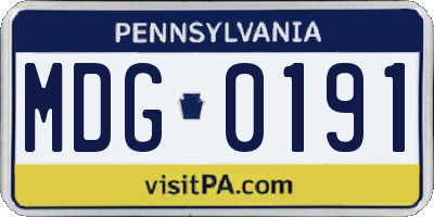 PA license plate MDG0191