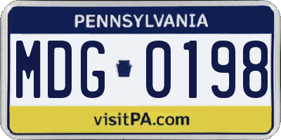 PA license plate MDG0198