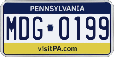 PA license plate MDG0199