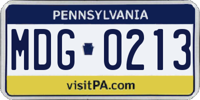 PA license plate MDG0213