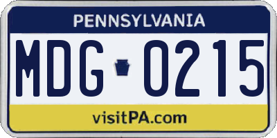 PA license plate MDG0215