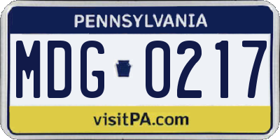 PA license plate MDG0217